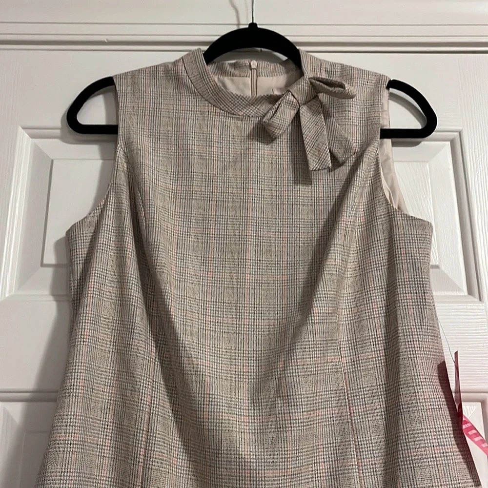 Gal Meets Glam Philippa Plaid Sleeveless Dress with Bow - Picture 2 of 11